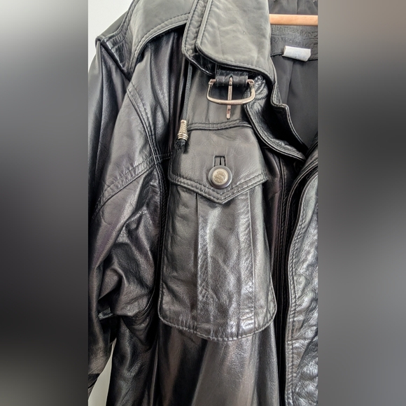 Men's Black Leather Field Jacket - Picture 3 of 8